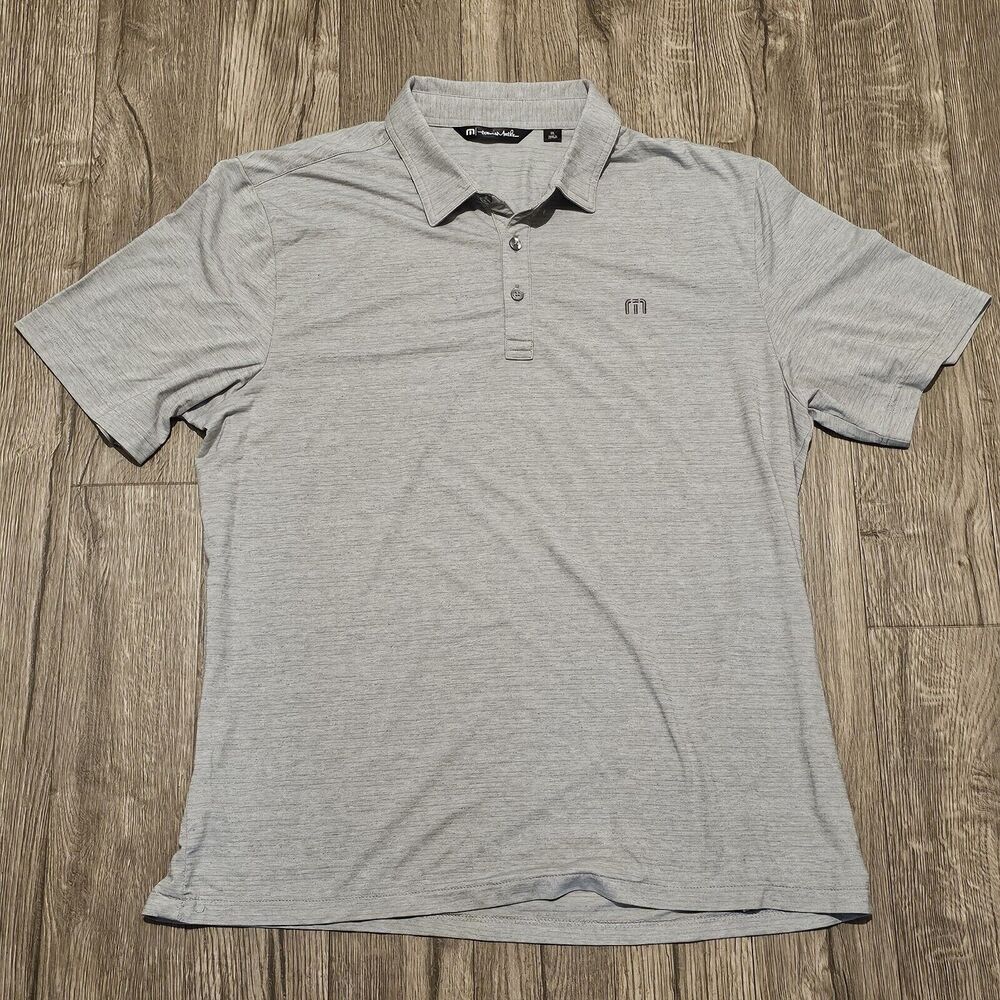 Travis Mathew Mens Polo Shirt XL Short Sleeve Gray Performance Golf Soft Casual
